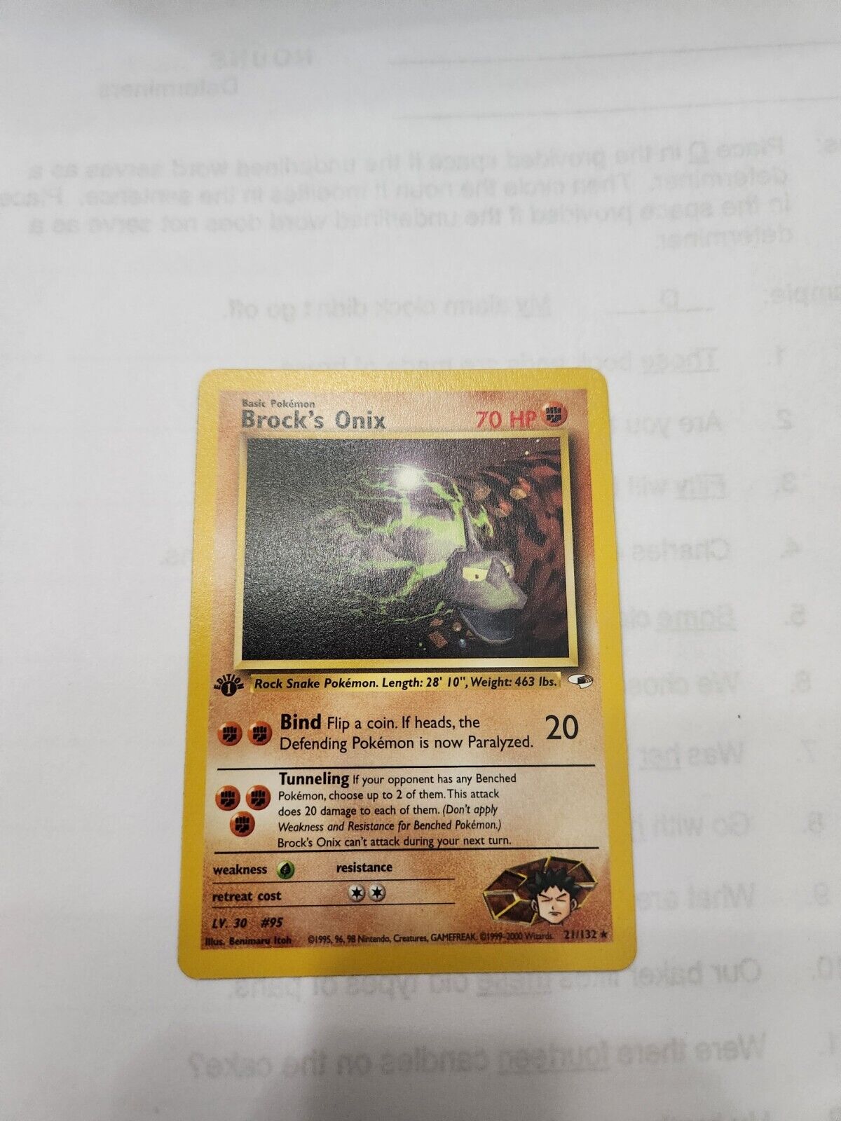 Mavin  Pokemon Brock's Onix Gym Heroes 21/132 Card Non-Holo Rare onyx NM/M