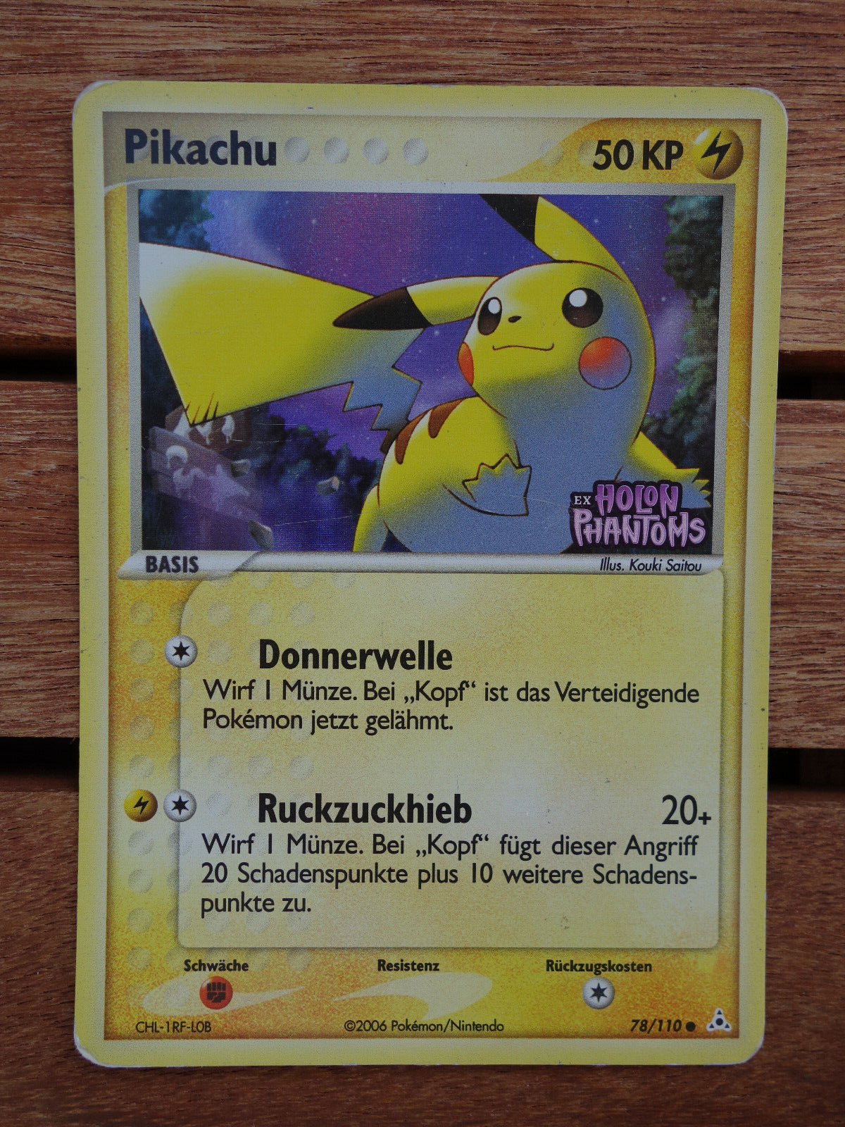 Pokemon PIKACHU EX HOLON PHANTOMS Holo Card 78/110 2006 German- - Image 1