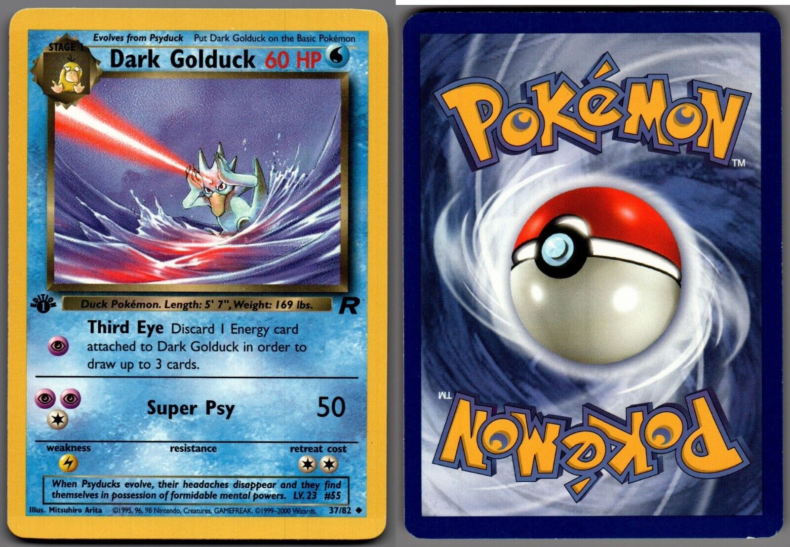 2000 Pokemon, Team Rocket, #37/82 Dark Golduck, 1st Edition, Uncommon - Image 1