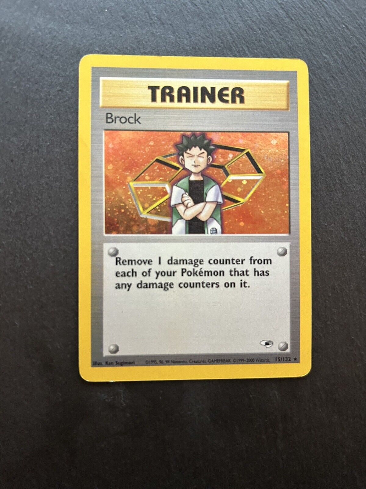 Pokemon Brock Trainer Card Gym Heroes Holographic Rare 15/132 WoTC Holo - Image 1